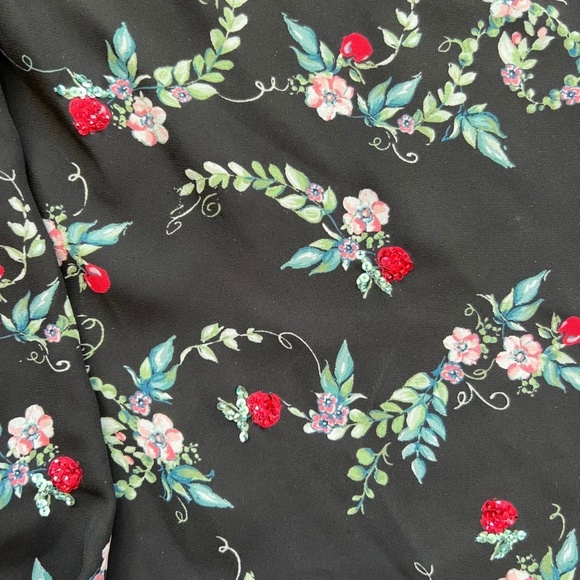 DISNEY' Snow White Collection by LC Lauren Conrad Top Peasant Floral Black XS M - Picture 10 of 10